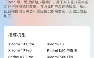 小米 13、Redmi K70 系列等机型开启澎湃 HyperOS 2 Beta 版内测招募