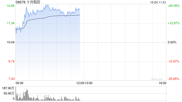 十月稻田早盘拉升逾22% 近日获南向资金不断增持