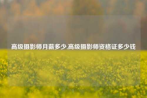 高级摄影师月薪多少,高级摄影师资格证多少钱