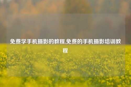 免费学手机摄影的教程,免费的手机摄影培训教程