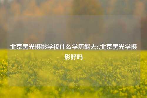 北京黑光摄影学校什么学历能去?,北京黑光学摄影好吗