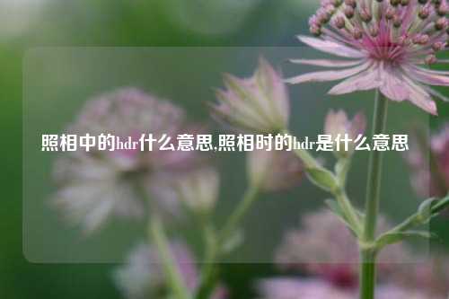 照相中的hdr什么意思,照相时的hdr是什么意思