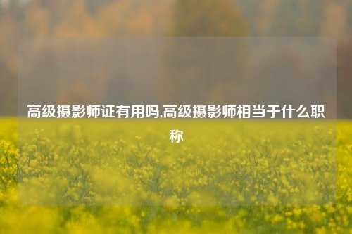 高级摄影师证有用吗,高级摄影师相当于什么职称