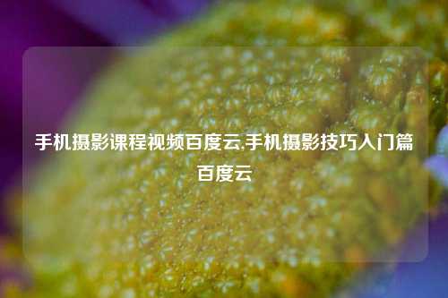 手机摄影课程视频百度云,手机摄影技巧入门篇百度云