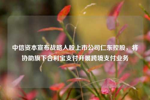 中信资本宣布战略入股上市公司仁东控股，将协助旗下合利宝支付开展跨境支付业务