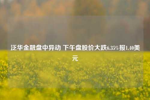 泛华金融盘中异动 下午盘股价大跌6.35%报1.40美元