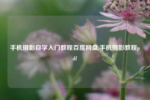 手机摄影自学入门教程百度网盘,手机摄影教程pdf