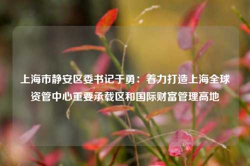 上海市静安区委书记于勇：着力打造上海全球资管中心重要承载区和国际财富管理高地