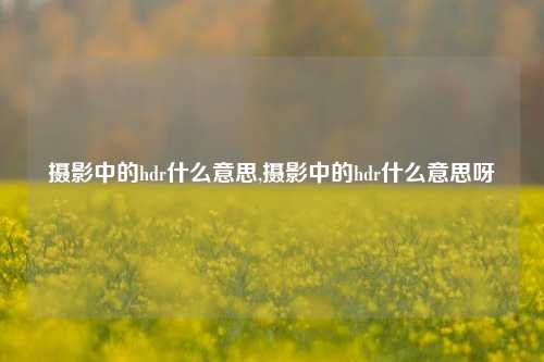 摄影中的hdr什么意思,摄影中的hdr什么意思呀