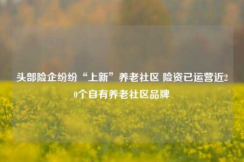 头部险企纷纷“上新”养老社区 险资已运营近20个自有养老社区品牌