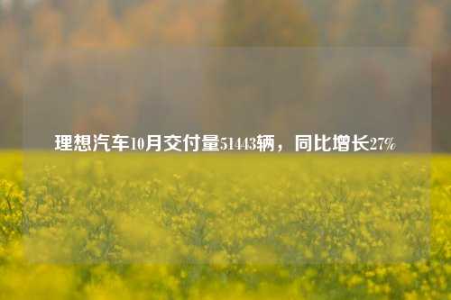 理想汽车10月交付量51443辆，同比增长27%