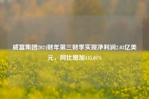 威富集团2024财年第三财季实现净利润2.03亿美元，同比增加145.01%