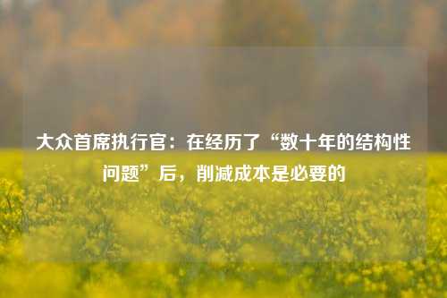 大众首席执行官：在经历了“数十年的结构性问题”后，削减成本是必要的