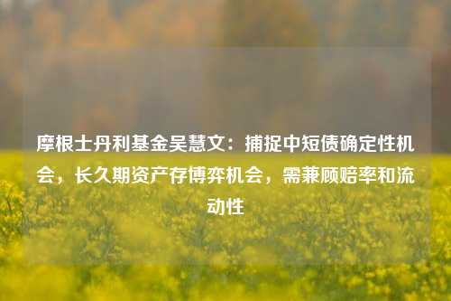 摩根士丹利基金吴慧文：捕捉中短债确定性机会，长久期资产存博弈机会，需兼顾赔率和流动性