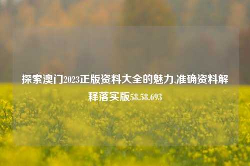 探索澳门2023正版资料大全的魅力,准确资料解释落实版58.58.693