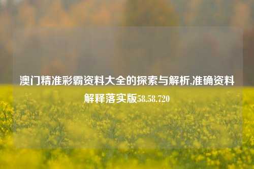 澳门精准彩霸资料大全的探索与解析,准确资料解释落实版58.58.720