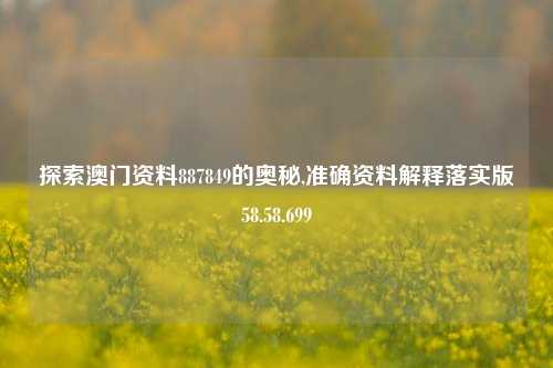 探索澳门资料887849的奥秘,准确资料解释落实版58.58.699