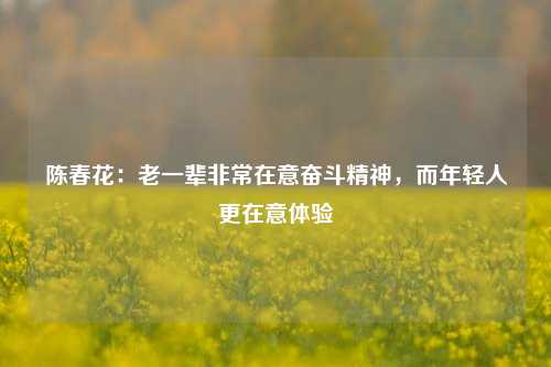 陈春花：老一辈非常在意奋斗精神，而年轻人更在意体验