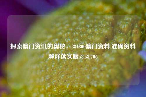 探索澳门资讯的奥秘，384800澳门资料,准确资料解释落实版58.58.706